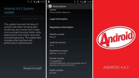 Android 4.4.2 KitKat yazlm Nexus cihazlar iin yaymland