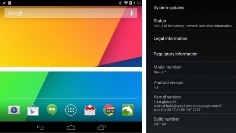 Android 4.4 KitKat güncellemesi Nexus 7 ve Nexus 10 için hazır