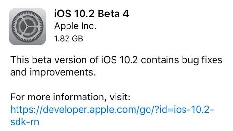 iOS 10.2 beta 4 yayımlandı