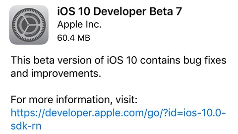 iOS 10 beta 7 çıktı
