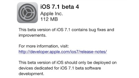 Apple iOS 7.1 beta 4 yayımlandı