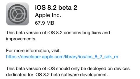 Apple, iOS 8.2 beta 2 güncellemesini geliştiricilere dağıtmaya başladı