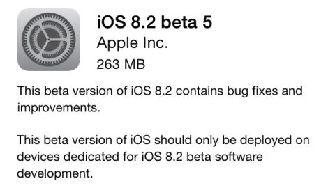 iOS 8.2 beta 5 sürümü yayımlandı