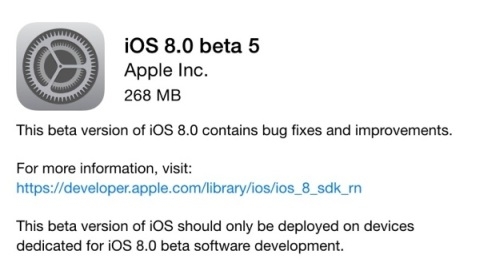 iOS 8 beta 5 sürümü dağıtılmaya başladı