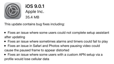 iOS 9.0.1 güncellemesi yayımlandı, iOS 9.1 beta 2 çıktı