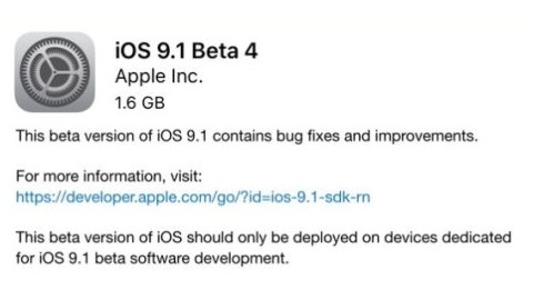 iOS 9.1 beta 4 sürümü yayımlandı