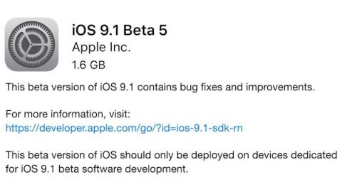 iOS 9.1 beta 5 sürümü dağıtılmaya başladı