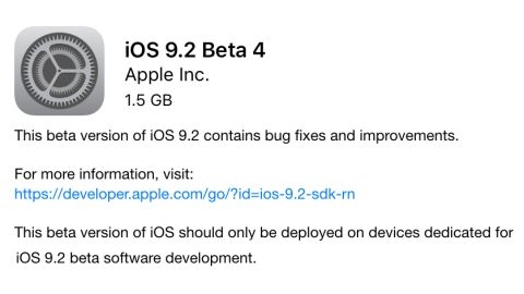 iOS 9.2 beta 4 güncellemesi yayımlandı