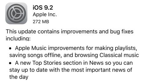 iOS 9.2 güncellemesi resmen yayımlandı