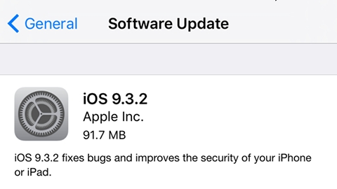 iOS 9.3.2 güncellemesi yeniden dağıtılmaya başladı