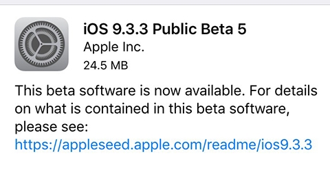 iOS 9.3.3 beta 5 güncellemesi çıktı