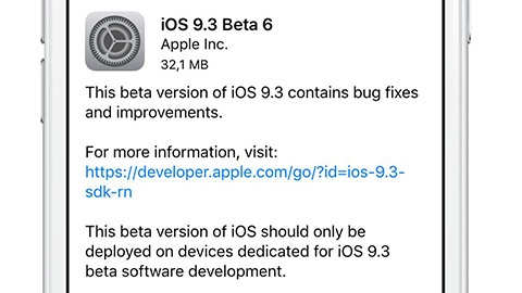 iOS 9.3 beta 6 gncellemesi yaymland