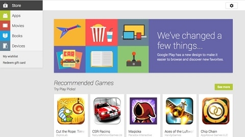 Google Play Store'nin internet sitesi yenilendi