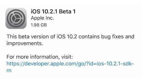 iOS 10.2.1 gncellemesinin ilk beta srm yaymland