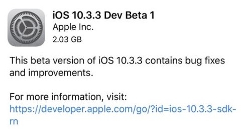iOS 10.3.3 güncellemesi için ilk beta sürümü dağıtılmaya başladı