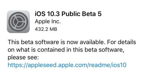 iOS 10.3 beta 5 yayımlandı