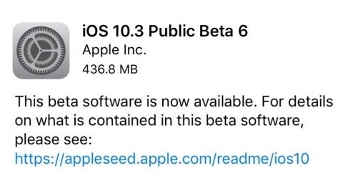 iOS 10.3 beta 6 yayımlandı