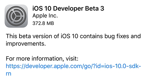 iOS 10 beta 3 yaymland