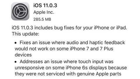 iOS 11.0.3 güncellemesi yayımlandı