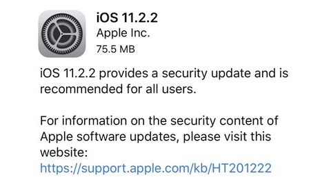 iOS 11.2.2 güncellemesi yayımlandı