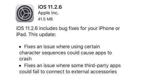 iOS 11.2.6 güncellemesi yayımlandı