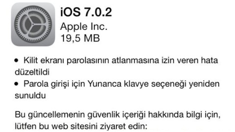 iOS 7.0.2 güncellemesi dağıtılmaya başladı