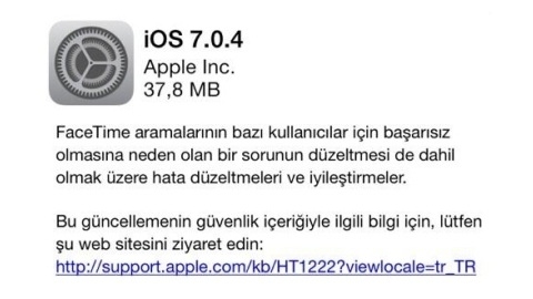 iOS 7.0.4 güncellemesi çıktı