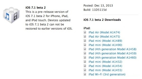 iOS 7.1 beta 2 resmen dağıtıma sunuldu