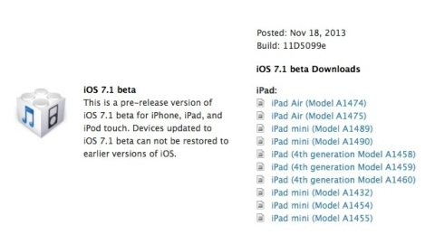 iOS 7.1'in ilk deneme sürümü geliştiriciler için indirmeye sunuldu