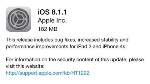 iOS 8.1.1 güncellemesi çıktı