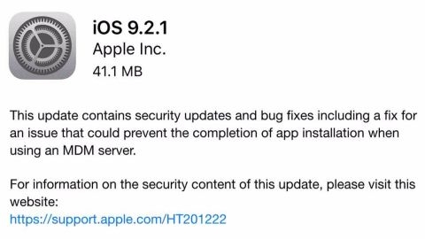 iOS 9.2.1 güncellemesi resmen dağıtılmaya başladı
