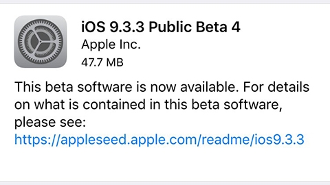 iOS 9.3.3 beta 4 yayımlandı