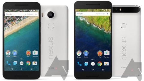 Nexus 5X ve Nexus 6P'nin renk seçenekleri belli oldu