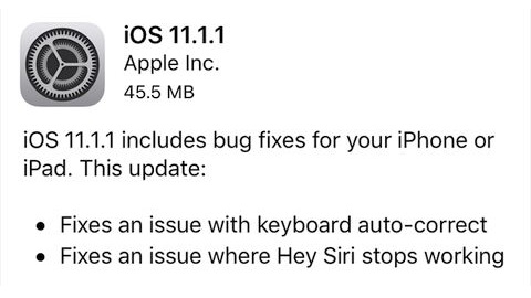 iOS 11.1.1 güncellemesi yayımlandı